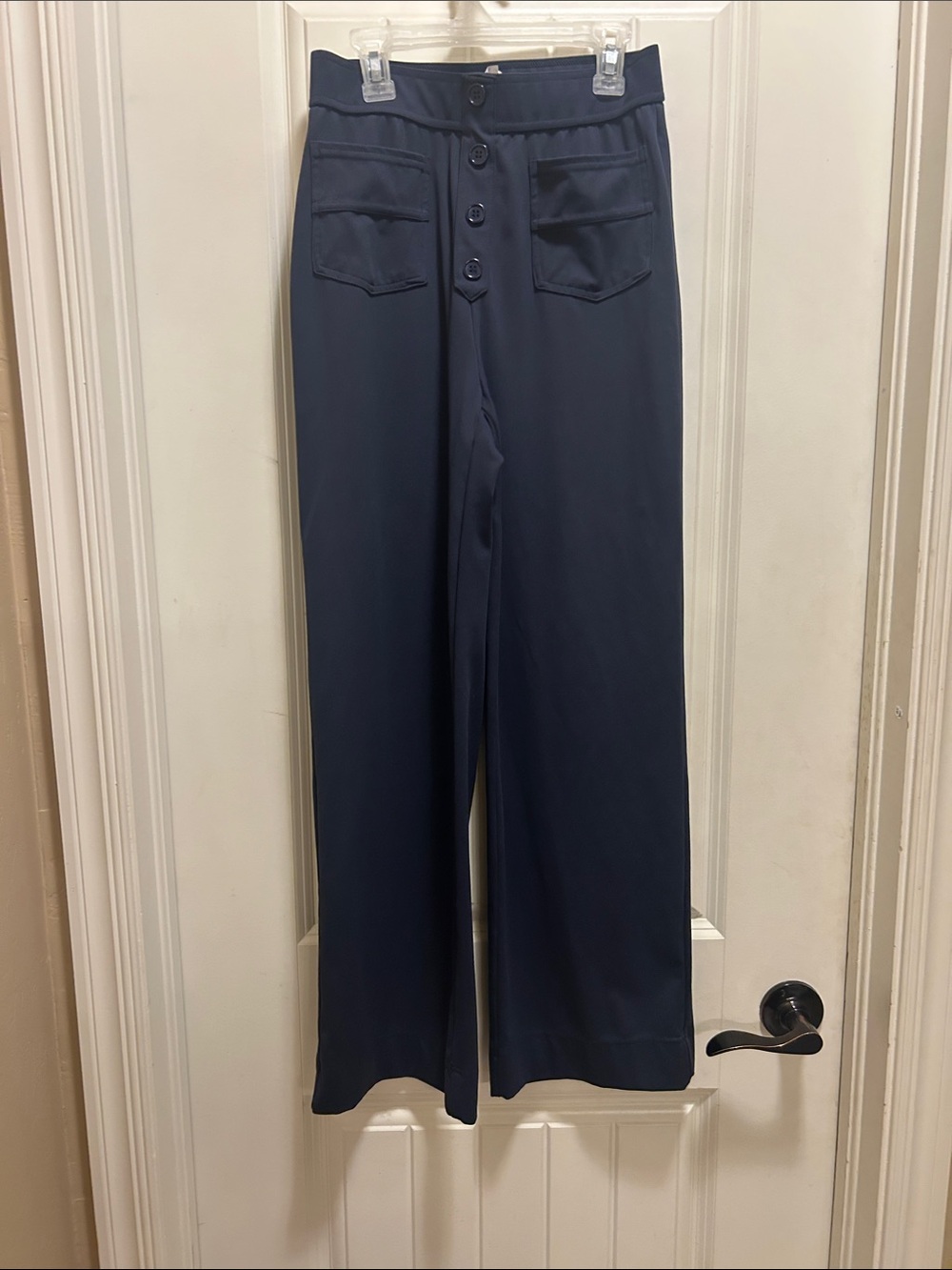 HALARA Navy Wide-Leg Pants with Button Fly